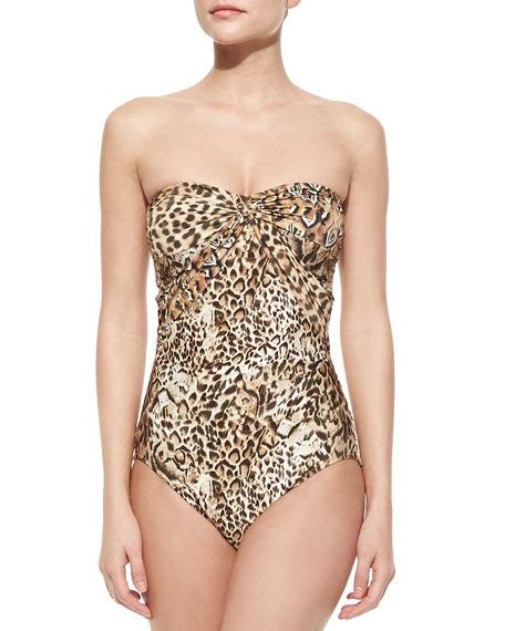 Gottex Maculato Leopard Print One Piece Bandeau Swimsuit