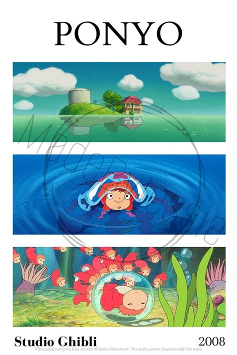 Ponyo Studio Ghibli Poster Etsy