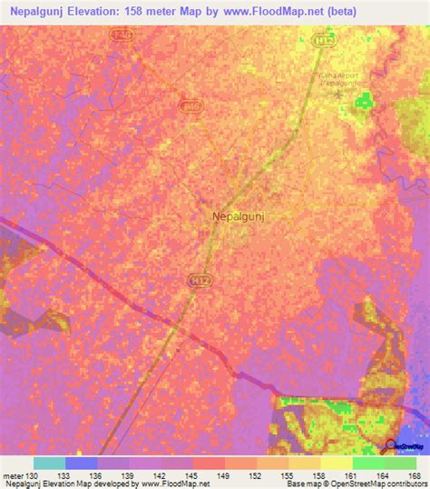 Elevation Of Nepalgunjnepal Elevation Map Topography Contour