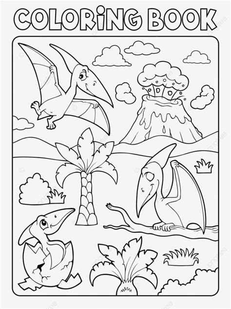 Coloring Book Pterodactyls Theme Image 1 Thematic Prehistory