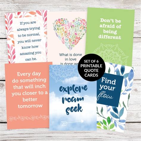 6 Printable Quote Cards Set No 2 Inspirational Quote Cards Bullet