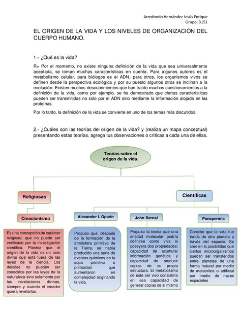 Esquema Mapa Conceptual Del Origen De La Vida De Alexander Oparin Top Mapas