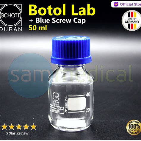 Jual Schott Duran Botol Lab Lab Bottle Screw Cap Biru 50 Ml Shopee Indonesia