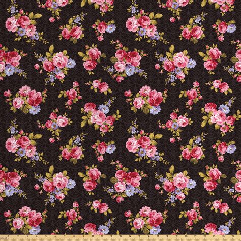 Rose Fabric By The Yard Pattern With Old Fashioned Corsage And Bouquets Antique Feminine Floral