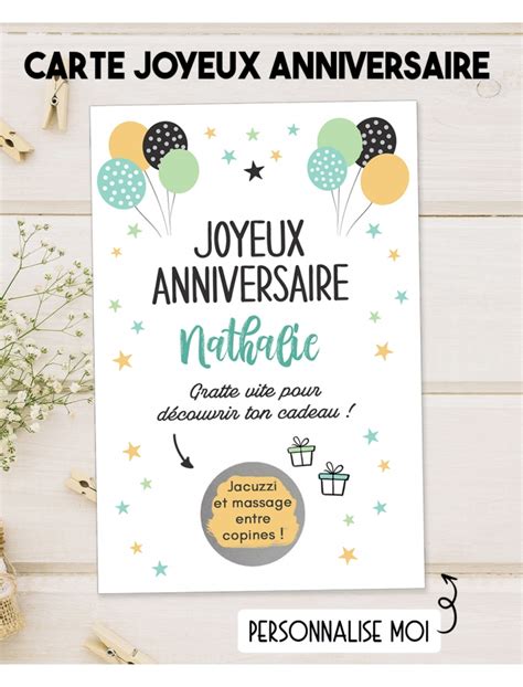 Carte à gratter Joyeux anniversaire, carte cadeau a gratter - okgo.net