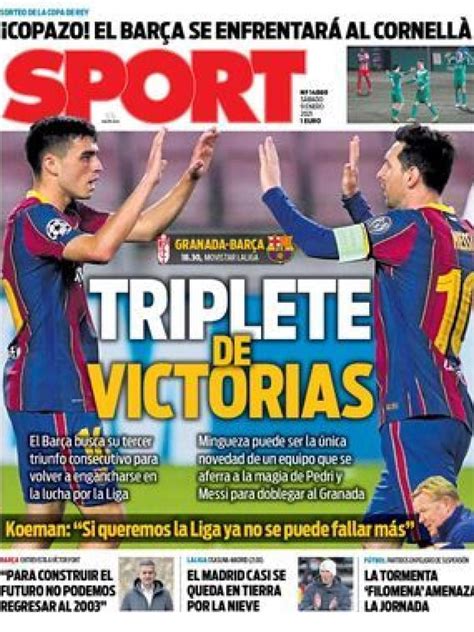 La Portada Del Diario Sport 09 01 2021