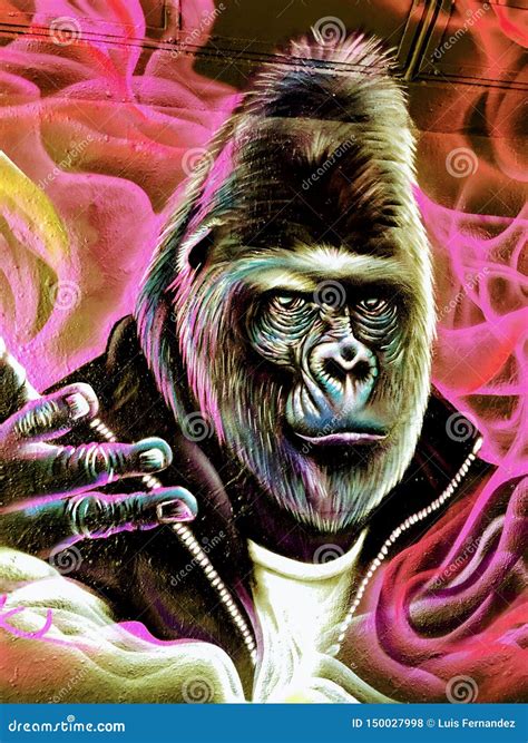 Wall painting of gorilla editorial stock photo. Image of painting ...