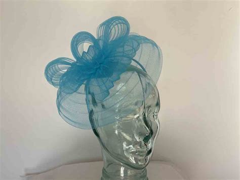 Pleated Crin Fascinator In Aqua Love Fascinators