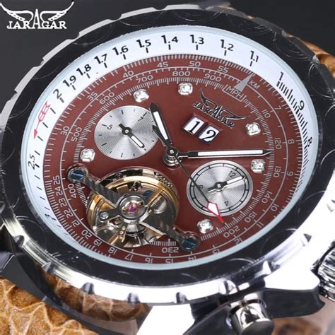 Original JARAGAR Watch Automatic Mechanical Watches Leather Tourbillon ...