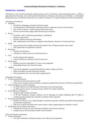 Ws Task Workshop Cdr Commercial Dispute Resolution Law And