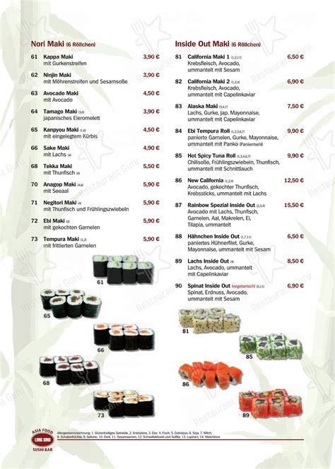 Speisekarte Von Asia Food Sushi Bar Erfurt Marktstra E