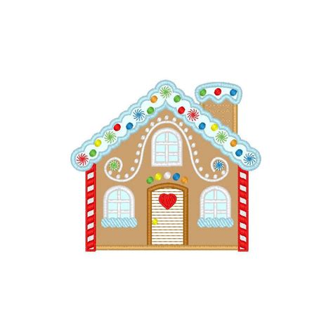 Christmas Gingerbread House Applique Machine Embroidery Design 3 Sizes