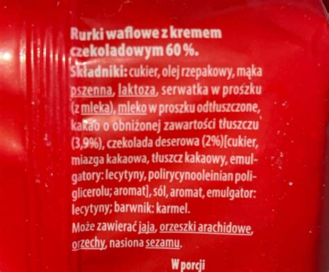 Rurki Z Kremem Czekoladowym Bonitki Kalorie Kj A Nutri N Hodnoty