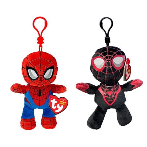 Ty Marvel Beanie Baby Clips Set Of 2 Spider Man And Miles Morales