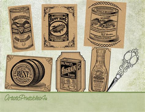 12 Vintage Kitchen Labels, 3 Sizes, Digital Printable Country Farmhouse Labels, Farmhouse ...