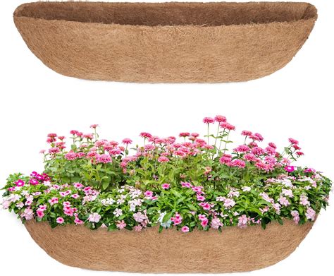 Tigejoy 2pcs 36 Inch Trough Coco Coir Liners Planter Replacement 100 Natural Thick