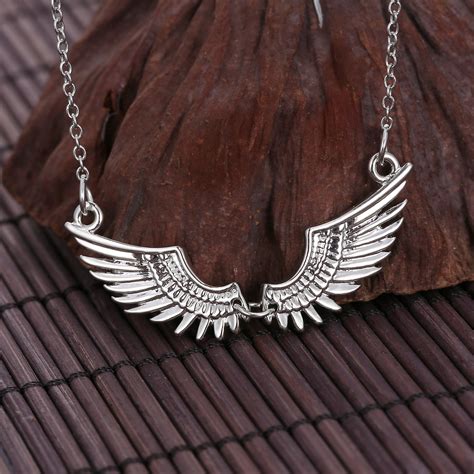 Fashion Women Silver Angel Wing White Gold Plated Necklace Pendant