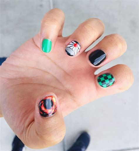 What The Lar Did Some Demon Slayer Inspired Nails Anime Nails