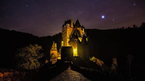 4K, Eltz Castle, Castles, Night, Building HD Wallpaper