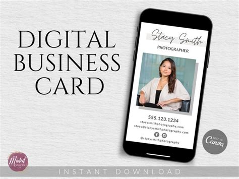 Modern Digital Business Card Design With Photo Custom Etsy