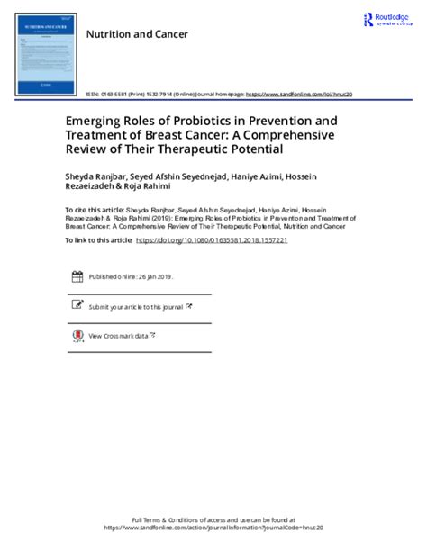 Pdf Emerging Roles Of Probiotics In Prevention And Treatment Of