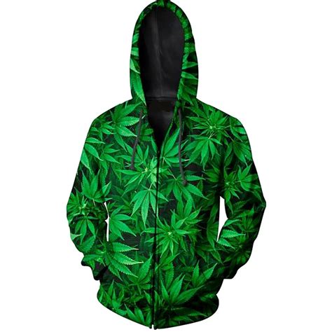 Hoodies For Men Sweatshirts 3d Printed Green Leaf Weed Graphic