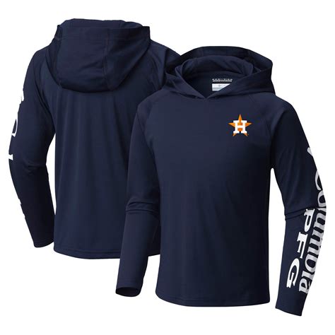 Youth Houston Astros Columbia Navy Terminal Tackle Long Sleeve Hoodie T