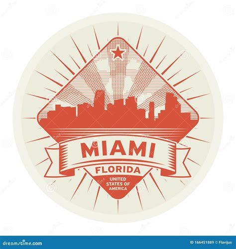 Stamp Or Label With Name Of Miami Florida Stock Vector Illustration