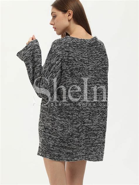 Grey Crew Neck Sweater Dress Shein Sheinside