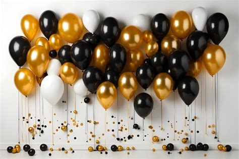 F Te C L Bration Ballons Noirs Et Or Photo Gratuite