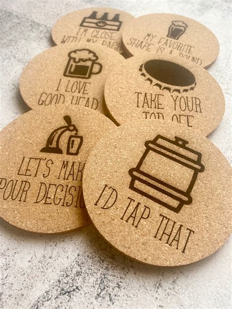 Beer Themed Funny Cork Coasters Set of Six Custom Funny - Etsy