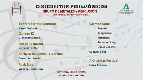 CONCIERTOS PEDAGÓGICOS GRUPO DE METALES Y PERCUSIÓN Conservatorio