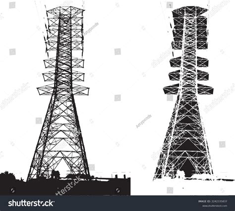 Electric Pylon Tower Silhouette Vector Artwork Stock Vector (Royalty ...