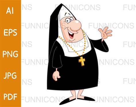 Clipart Cartoon of a Happy Nun Waving, Ai Eps Png Jpg and Pdf Files ...