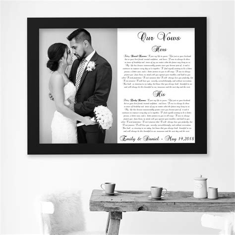 Framed Photo Print Custom Framed Vows Wedding Vows And Photo