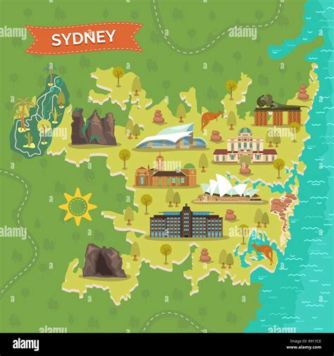 Map Of Sydney With Landmarks Stock Vector Image And Art Alamy