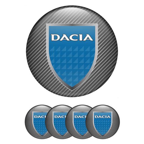 Dacia Center Caps Wheel Emblem Carbon Ice Blue Shield Wheel Emblems