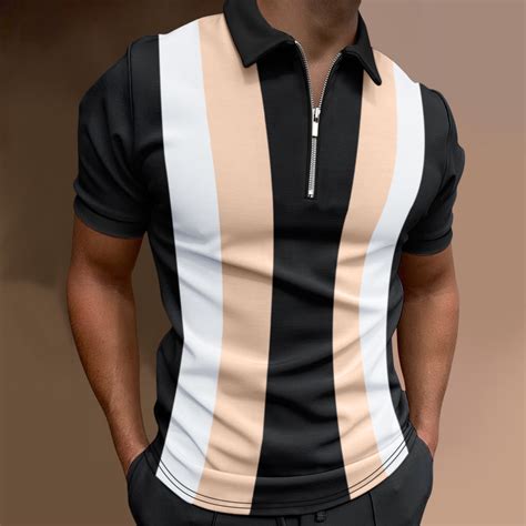 GZWYHT Mens Polo Shirts Mens Shirts Male Casual Summer Patchwork Blouse