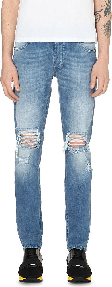 Trapstar Distressed Regular Fit Jeans For Men In Blue For Men Lyst Uk