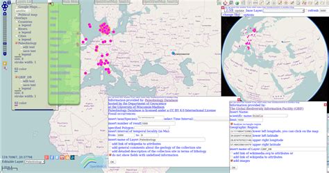 Mapping information from Paleobiology and Global Biodiversity databases in OpenWebGIS ...