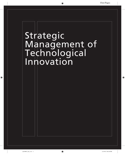 Pdf Strategic Management Of Technological Innovation