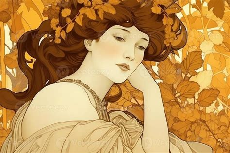 Artdeco woman autumn portrait. Generate Ai 22646016 Stock Photo at Vecteezy