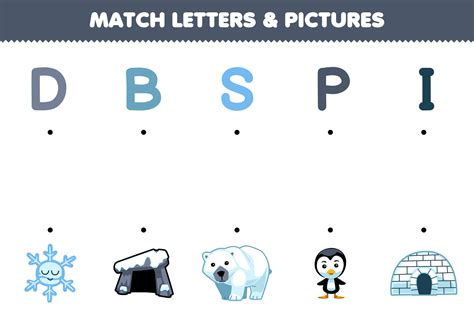 Jeu éducatif Pour Les Enfants Match Lettres Et Images De Dessin Animé