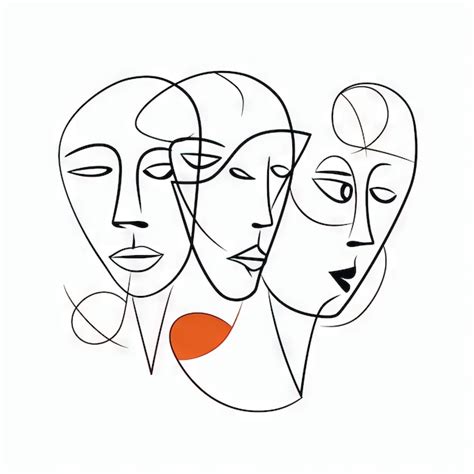 Premium AI Image | Two human faces love composed simple drawing ai generated abstract simple ...