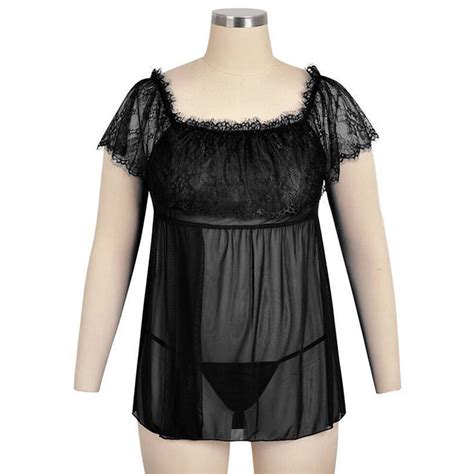 Plus Size Womens Sexy Lace Lingerie Babydoll Nightdress Sleepwear