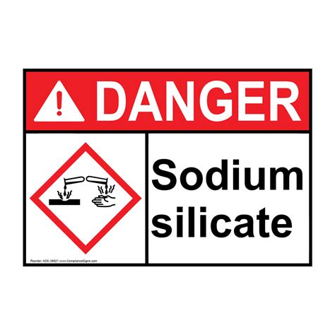 DANGER Sodium Silicate Sign With Symbol ANSI GHS