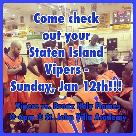 Come Check Out Your Staten Island Vipers On Sunday January 12th 6pm