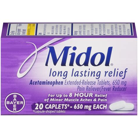 Midol Long Lasting Relief, For relief of Menstrual Pain, Caplets, 20ct