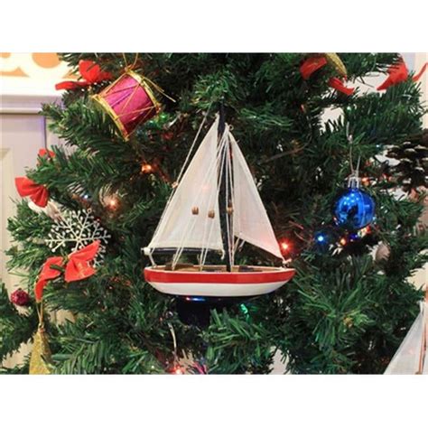 Handcrafted Model Ships Usa Sailboat Christmas Tree Ornament 9 In