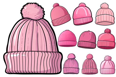 10 X Pink Beanie Clipart Bundle Graphic By Illustrately · Creative Fabrica